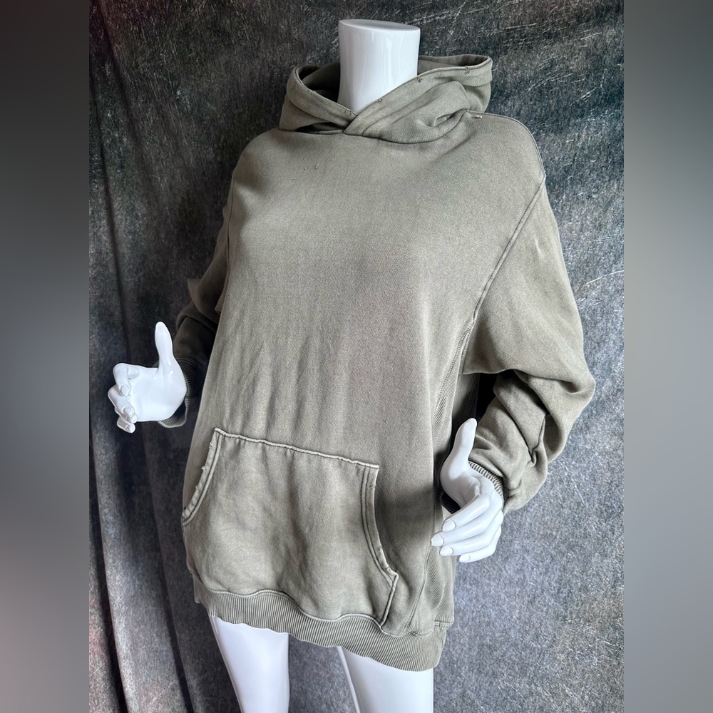 Aerie Fleece Hoodie XS Oversized Relaxed Fit Comfy Pocket Sweat shirt Distressed - Picture 2 of 4